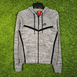 Nike Tech Knit Full Zip Hoodie Gray Black Space Dye XS
